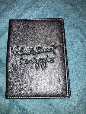 Victoria's Secret Shiny Gray Embossed Leather Card & Passport Holder